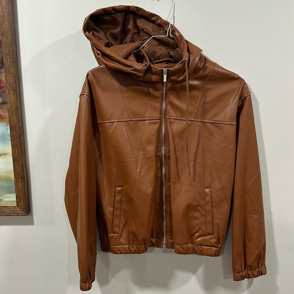 Brown fauz leather jacket